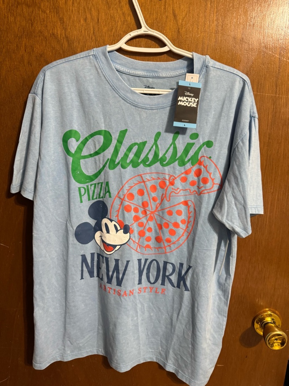Disney Light Blue Classic Pizza Tee with Mickey